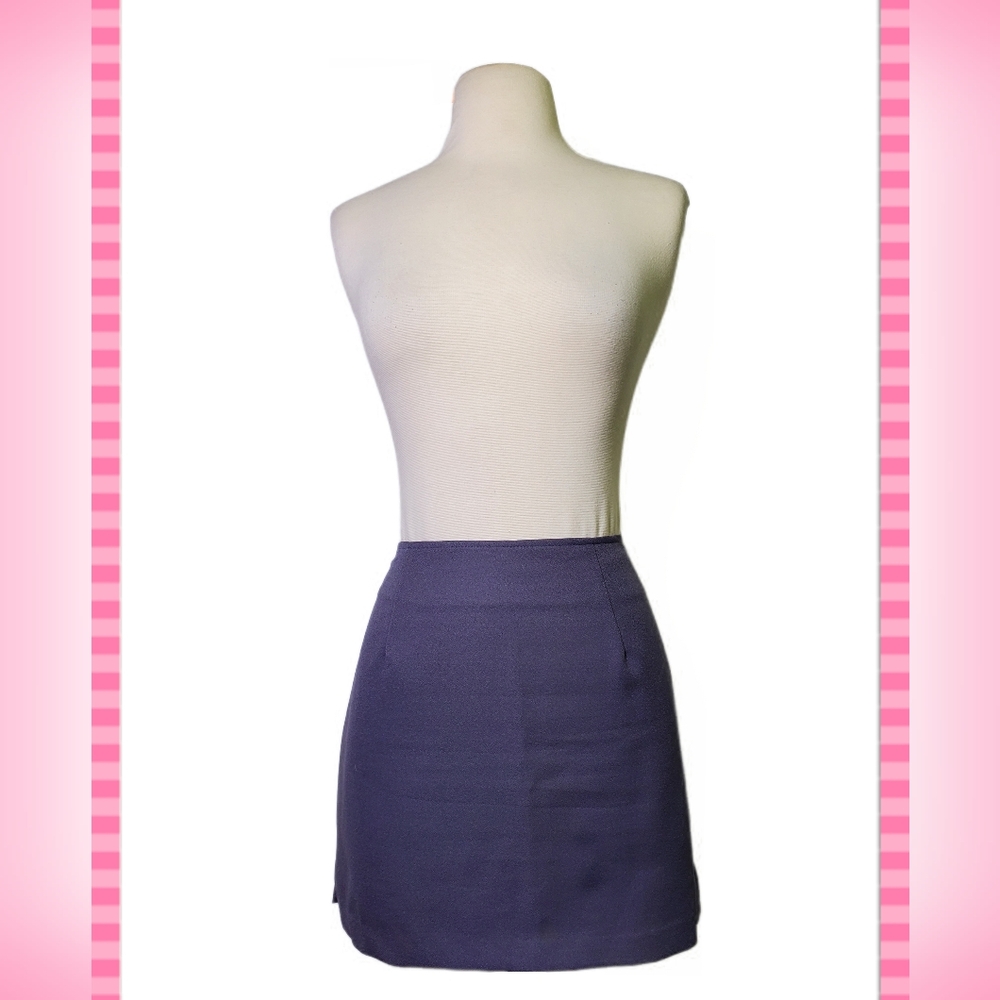 Vintage High Waist Business Skirt By Tampa Mini Y2K 90s Gray Blue Office Skirt